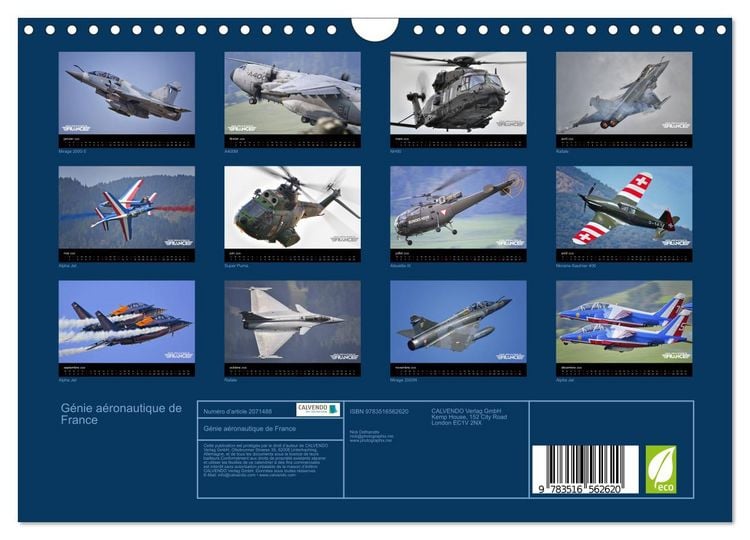Produktbild: G&eacute;nie a&eacute;ronautique de France (Calendrier mural 2026 DIN A4 vertical), CALVENDO calendrier mensuel