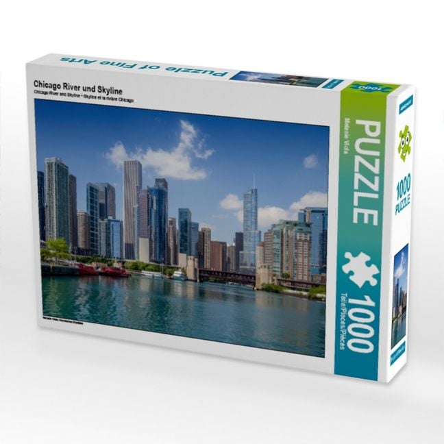Produktbild: CALVENDO Puzzle Chicago River und Skyline | 1000 Teile Lege-Gr&ouml;&szlig;e 64x48cm Foto-Puzzle f&uuml;r gl&uuml;ckliche Stunden