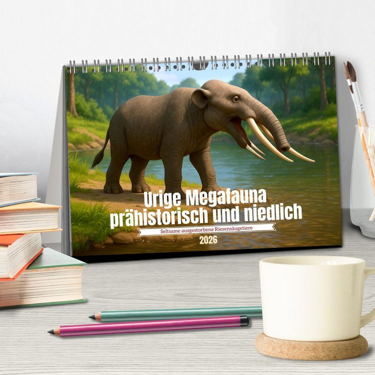 Produktbild: Urige Megafauna pr&auml;historisch und niedlich (Tischkalender 2026 DIN A5 quer), CALVENDO Monatskalender