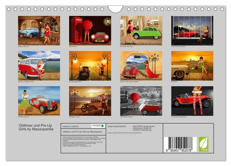 Produktbild: Oldtimer und Pin-Up Girls by Mausopardia (Wandkalender 2026 DIN A4 quer), CALVENDO Monatskalender