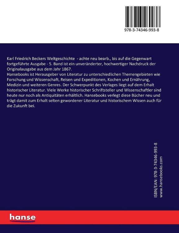 Produktbild: Karl Friedrich Beckers Weltgeschichte