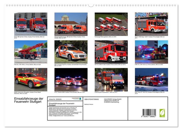Produktbild: Einsatzfahrzeuge der Feuerwehr Stuttgart (hochwertiger Premium Wandkalender 2026 DIN A2 quer), Kunstdruck in Hochglanz