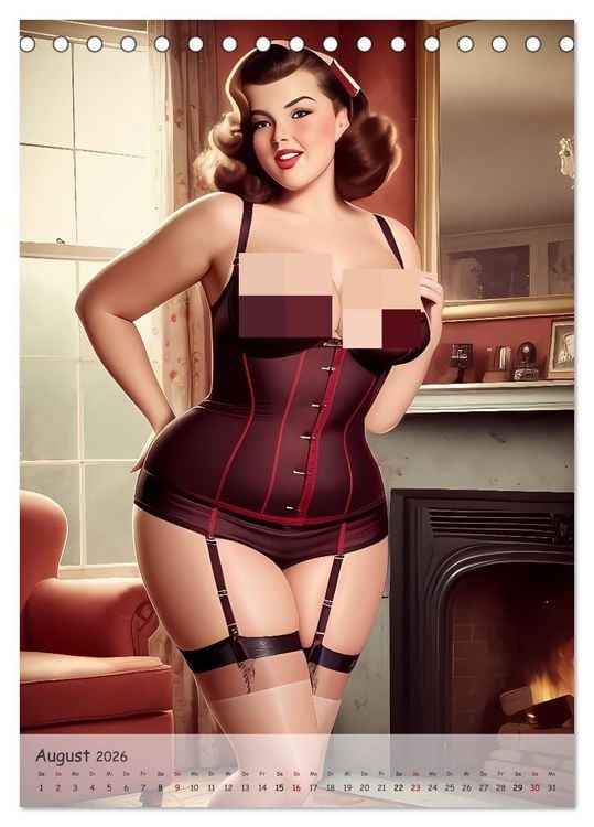 Produktbild: Pin-up Girls - Retro Glamour (Tischkalender 2026 DIN A5 hoch), CALVENDO Monatskalender