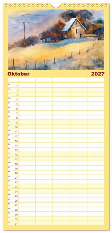 Produktbild: Familienplaner 2027 - Landschaft in Aquarell mit 5 Spalten (Wandkalender, 21 x 45 cm) CALVENDO