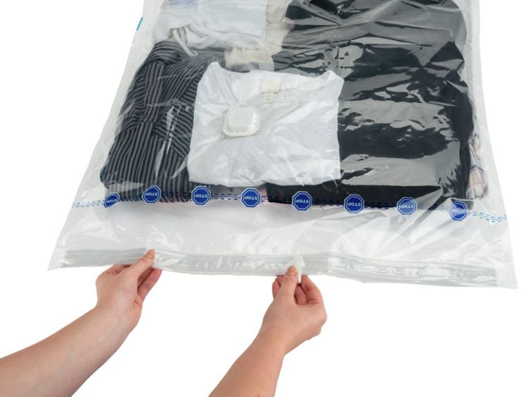 Produktbild: Vakuum Beutel Reise-Set Transparent, 6-teilig, platzsparende Kleideraufbewahrung mit Pumpe
