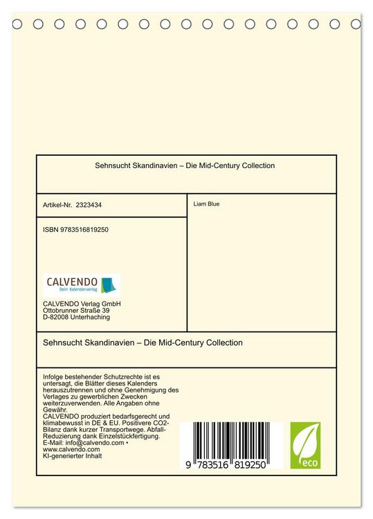 Produktbild: Sehnsucht Skandinavien &ndash; Die Mid-Century Collection (Tischkalender 2027 DIN A5 hoch), CALVENDO Monatskalender