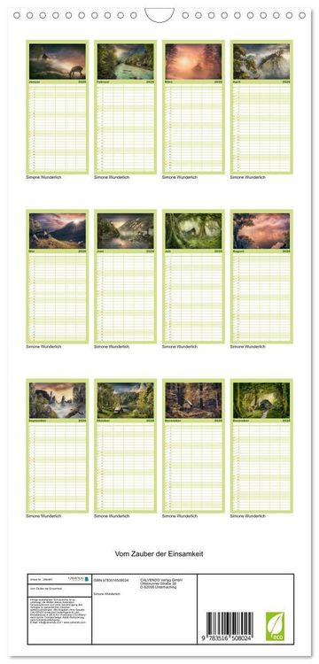 Produktbild: Familienplaner 2026 - Vom Zauber der Einsamkeit mit 5 Spalten (Wandkalender, 21 x 45 cm) CALVENDO