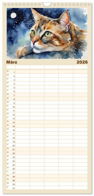 Produktbild: Familienplaner 2026 - Samtpfoten im Portrait mit 5 Spalten (Wandkalender, 21 x 45 cm) CALVENDO