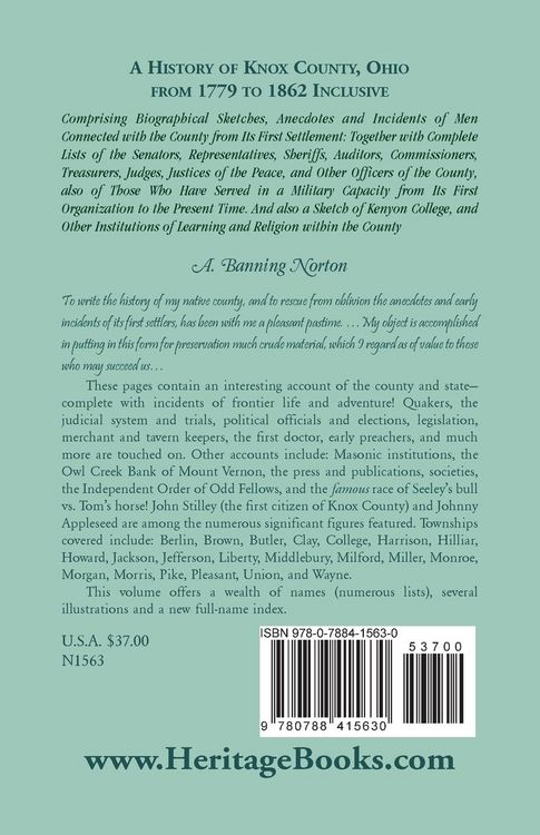 Produktbild: A History of Knox County, Ohio, from 1779 to 1862 Inclusive