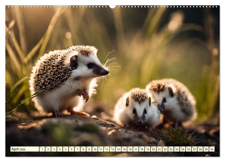 Produktbild: Igel - Wildtier des Jahres 2024 (hochwertiger Premium Wandkalender 2026 DIN A2 quer), Kunstdruck in Hochglanz