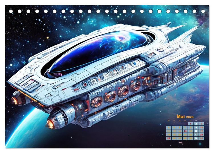 Produktbild: Im Weltall unterwegs - Verr&uuml;ckte Fahrzeuge im Universum (Tischkalender 2026 DIN A5 quer), CALVENDO Monatskalender