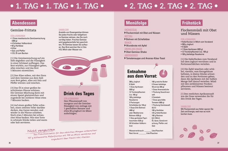 Produktbild: Das Kochbuch f&uuml;r Notfall und Krise - Rezepte f&uuml;r 28 Tage, 4 Personen 3 Mahlzeiten und 1 Snack pro Tag.