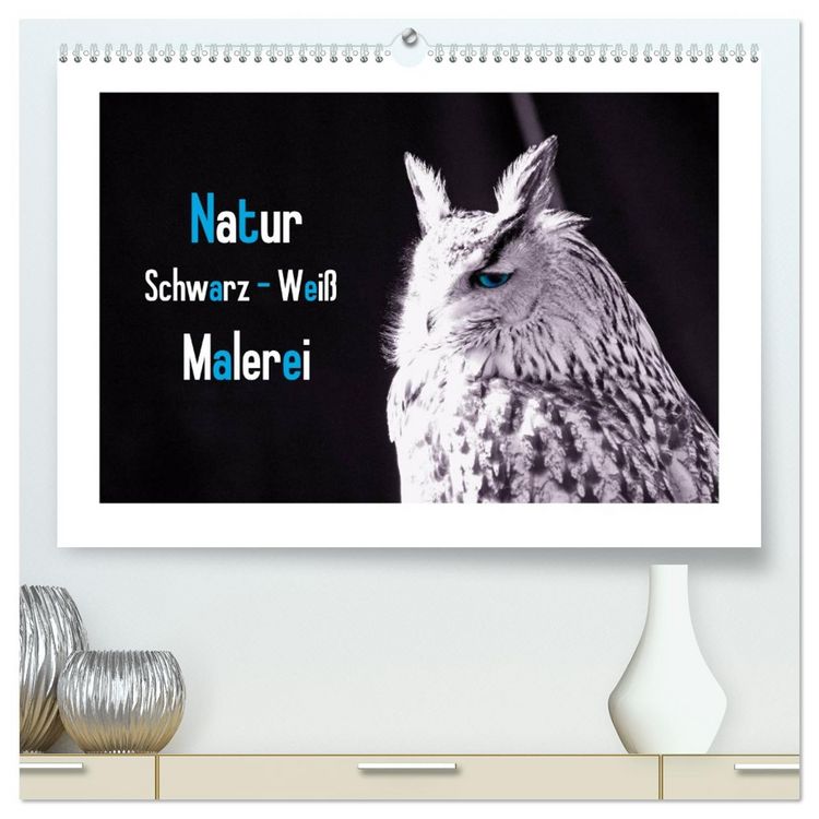 Produktbild: Natur schwarz - wei&szlig; Malerei (hochwertiger Premium Wandkalender 2026 DIN A2 quer), Kunstdruck in Hochglanz