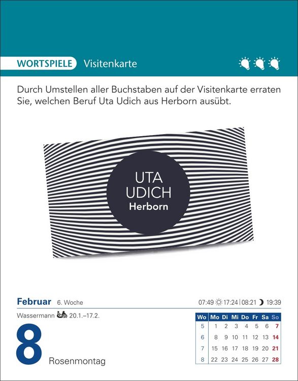 Produktbild: Brain Jogging Tagesabrei&szlig;kalender 2027 - Ged&auml;chtnis, Konzentration, Logik