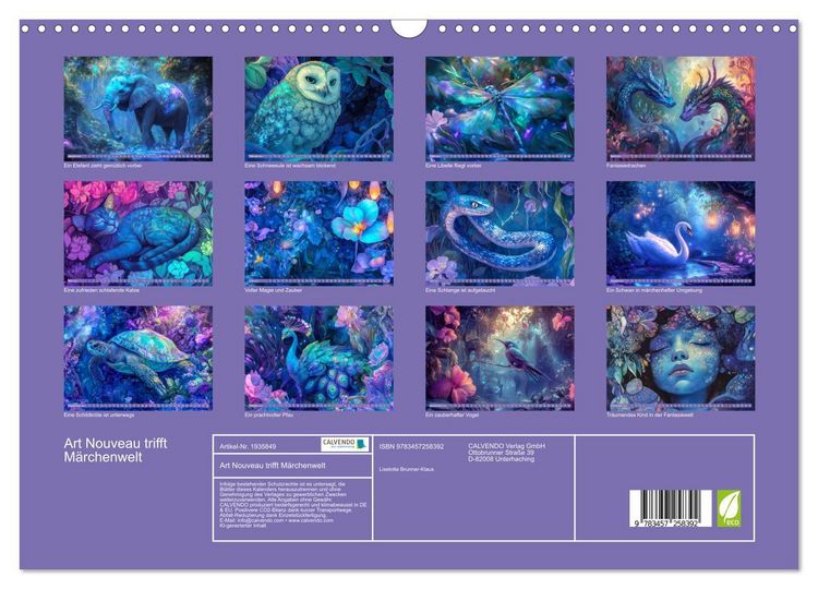 Produktbild: Art Nouveau trifft M&auml;rchenwelt (Wandkalender 2026 DIN A3 quer), CALVENDO Monatskalender