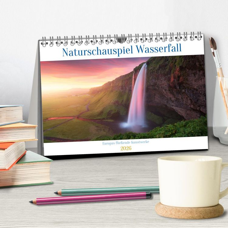 Produktbild: Naturschauspiel Wasserfall: Europas flie&szlig;ende Kunstwerke (Tischkalender 2026 DIN A5 quer), CALVENDO Monatskalender
