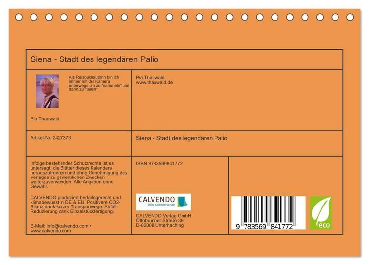 Produktbild: Siena - Stadt des legend&auml;ren Palio (Tischkalender 2027 DIN A5 quer), CALVENDO Monatskalender