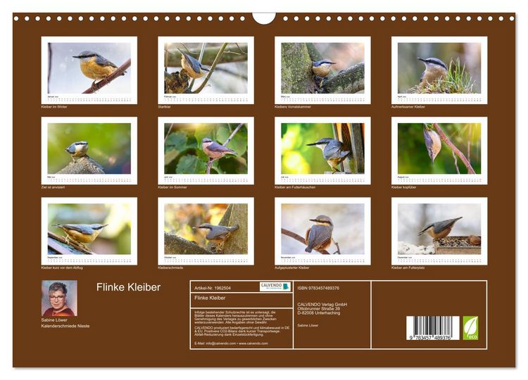 Produktbild: Flinke Kleiber (Wandkalender 2026 DIN A3 quer), CALVENDO Monatskalender