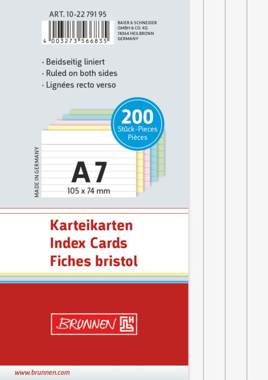 Produktbild: Karteikarte A7 lin sort 200St