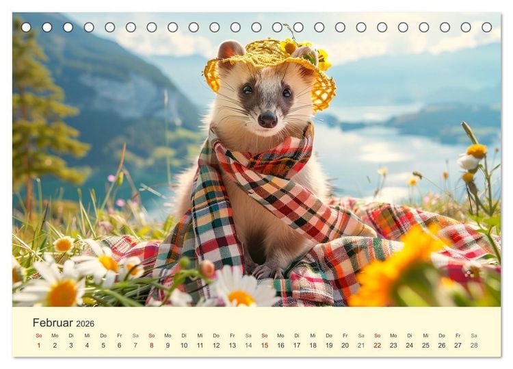 Produktbild: Kecke Marder. Charmante und niedliche Fashion-Ikonen (Tischkalender 2026 DIN A5 quer), CALVENDO Monatskalender