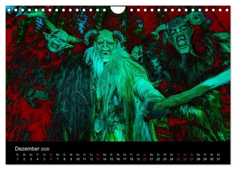 Produktbild: Perchten und Krampusse im Voralpenland (Wandkalender 2026 DIN A4 quer), CALVENDO Monatskalender