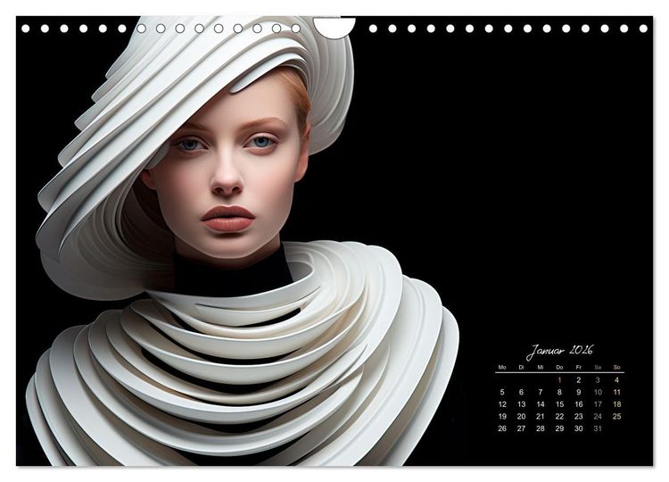 Produktbild: Haute Couture - Wei&szlig; trifft Schwarz (Wandkalender 2026 DIN A4 quer), CALVENDO Monatskalender