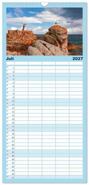 Produktbild: Familienplaner 2027 - Bretagne Traumhafte K&uuml;sten in Frankreichs Nordwesten mit 5 Spalten (Wandkalender, 21 x 45 cm) CALVENDO