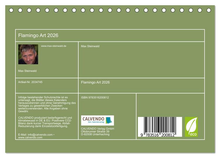 Produktbild: Flamingo Art 2026 (Tischkalender 2026 DIN A5 quer), CALVENDO Monatskalender