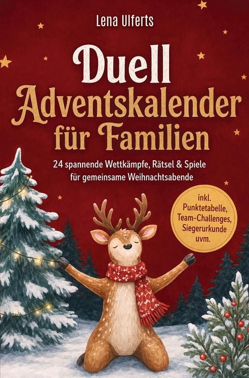 Produktbild: Duell Adventskalender f&uuml;r Familien: 24 spannende Wettk&auml;mpfe, R&auml;tsel & Spiele f&uuml;r gemeinsame Weihnachtsabende - inkl. Punktetabelle, Team-Challenges, S