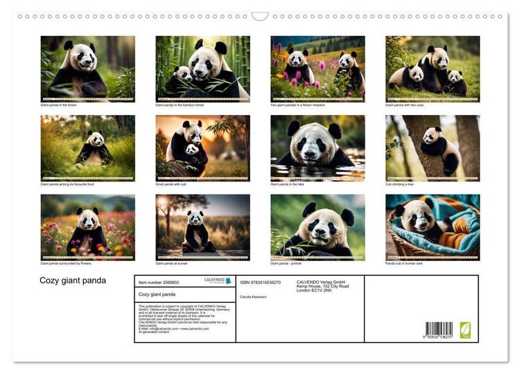 Produktbild: Cozy giant panda (Wall Calendar 2026 DIN A2 landscape), CALVENDO 12 Month Wall Calendar