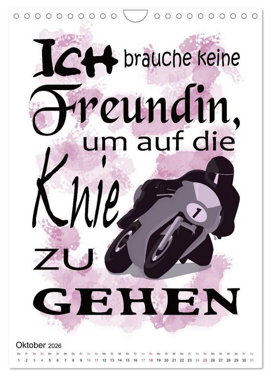 Produktbild: Biker-Spr&uuml;che (Wandkalender 2026 DIN A4 hoch), CALVENDO Monatskalender