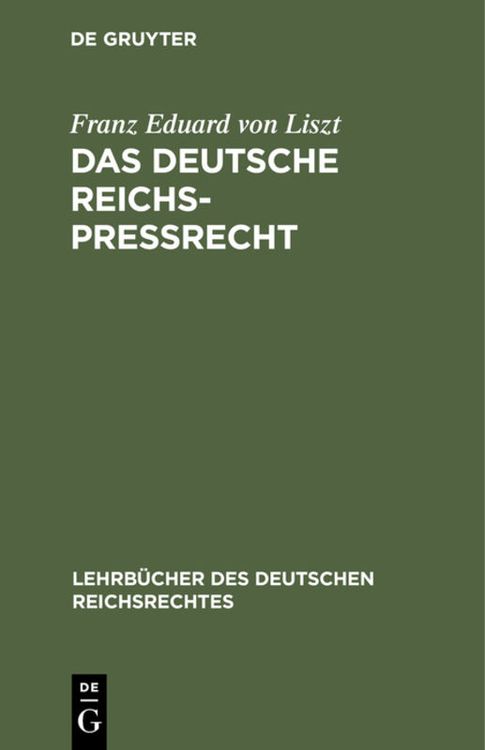 Produktbild: Das deutsche Reichs-Pre&szlig;recht
