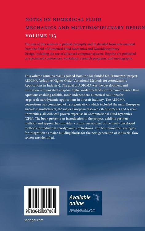 Produktbild: ADIGMA &ndash; A European Initiative on the Development of Adaptive Higher-Order Variational Methods for Aerospace Applications
