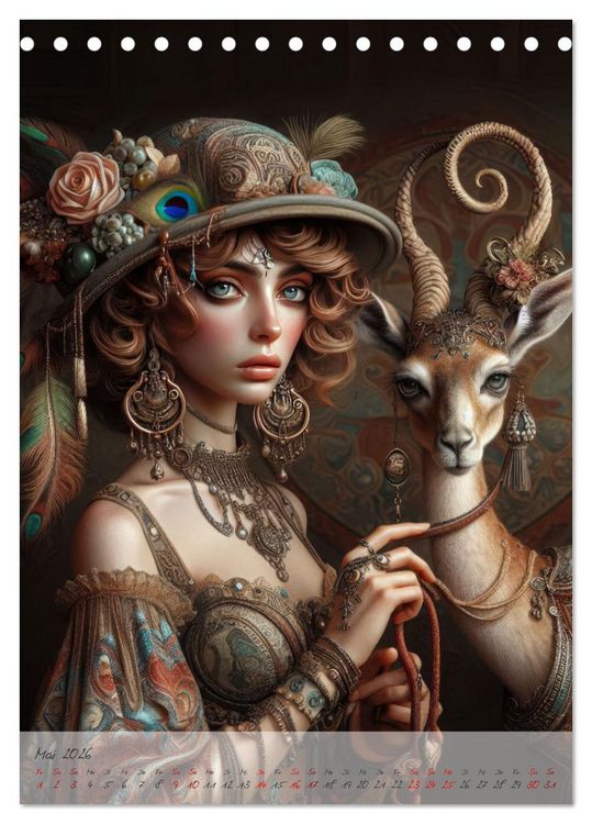 Produktbild: Eleganz der Exotik - Femme Fatale im Boh&egrave;me-Chic mit tierischen Begleitern (Tischkalender 2026 DIN A5 hoch), CALVENDO Monatskalender