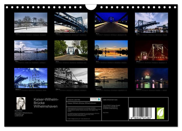 Produktbild: Kaiser-Wilhelm-Br&uuml;cke Wilhelmshaven (Wandkalender 2026 DIN A4 quer), CALVENDO Monatskalender