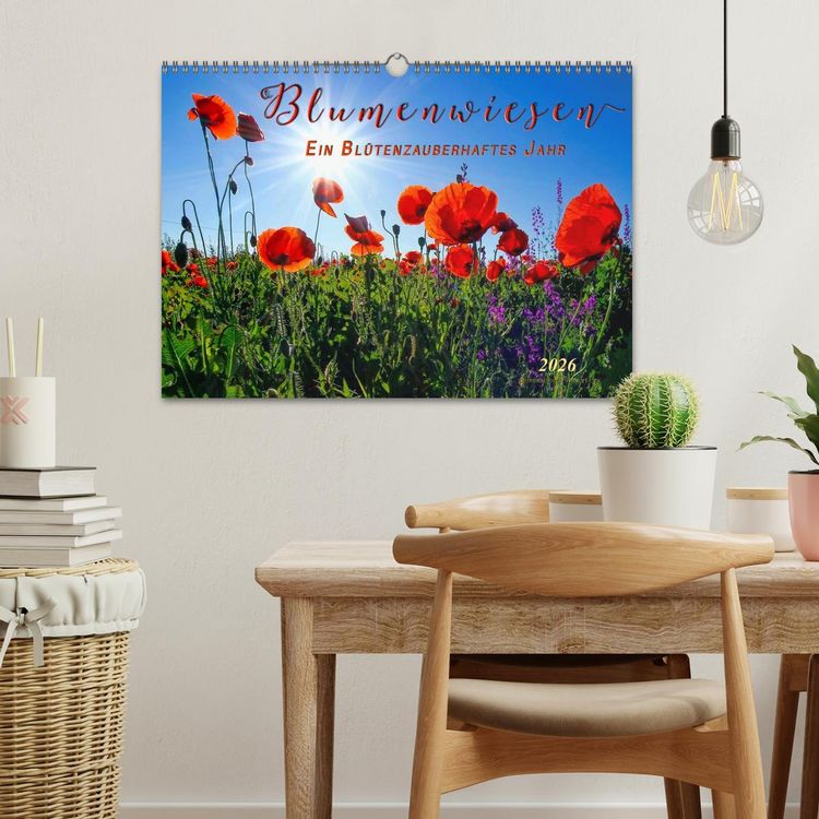 Produktbild: Blumenwiesen &ndash; ein bl&uuml;tenzauberhaftes Jahr (Wandkalender 2026 DIN A3 quer), CALVENDO Monatskalender