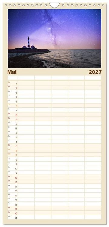 Produktbild: Familienplaner 2027 - Leuchtt&uuml;rme - An den sch&ouml;nsten K&uuml;sten. mit 5 Spalten (Wandkalender, 21 x 45 cm) CALVENDO