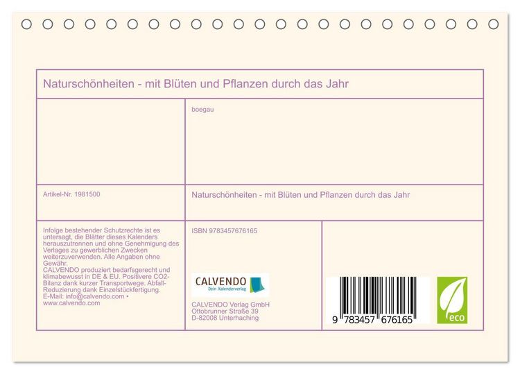 Produktbild: Natursch&ouml;nheiten - mit Bl&uuml;ten und Pflanzen durch das Jahr (Tischkalender 2026 DIN A5 quer), CALVENDO Monatskalender