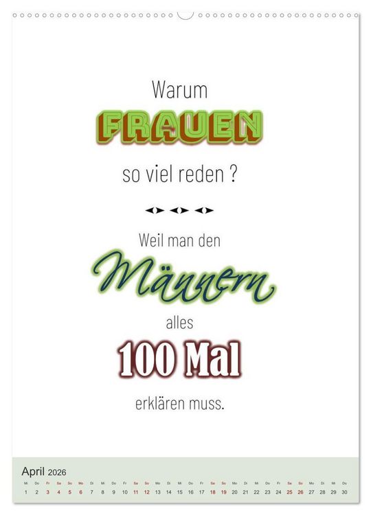Produktbild: Was Mann &uuml;ber Frau wissen sollte und umgekehrt ... (hochwertiger Premium Wandkalender 2026 DIN A2 hoch), Kunstdruck in Hochglanz