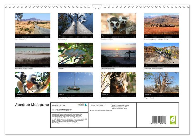 Produktbild: Abenteuer Madagaskar (Wandkalender 2026 DIN A3 quer), CALVENDO Monatskalender