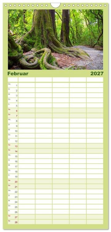 Produktbild: Familienplaner 2027 - Traumhafte Wege - Unterwegs auf Neuseelands S&uuml;dinsel mit 5 Spalten (Wandkalender, 21 x 45 cm) CALVENDO