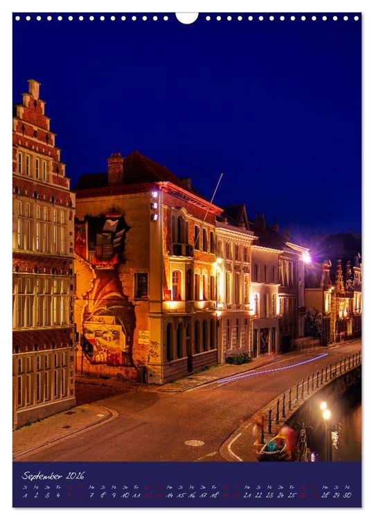 Produktbild: D&auml;mmerung in Gent und Br&uuml;gge (Wandkalender 2026 DIN A3 hoch), CALVENDO Monatskalender