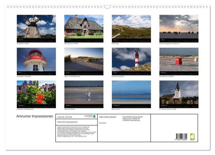 Produktbild: Amrumer Impressionen (Wandkalender 2026 DIN A2 quer), CALVENDO Monatskalender