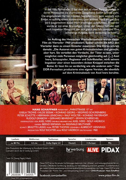 Produktbild: Parkstra&szlig;e 13 / Spannender Kriminalfilm mit toller Besetzung (Pidax Film-Klassiker)