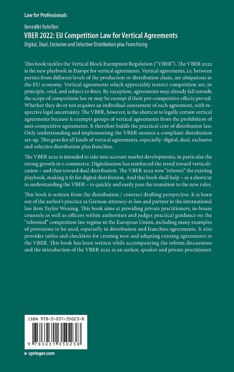 Produktbild: VBER 2022: EU Competition Law for Vertical Agreements