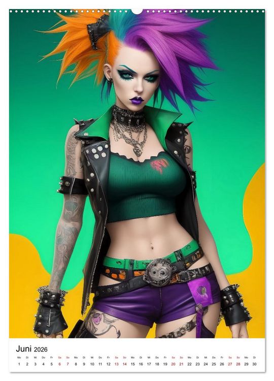 Produktbild: Punk Girls mit einer Prise New Wave (Wandkalender 2026 DIN A2 hoch), CALVENDO Monatskalender