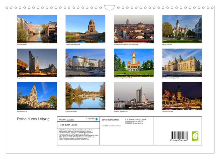 Produktbild: Reise durch Leipzig (Wandkalender 2026 DIN A3 quer), CALVENDO Monatskalender