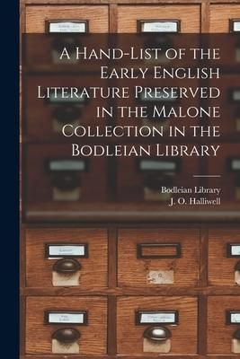 Produktbild: A Hand-list of the Early English Literature Preserved in the Malone Collection in the Bodleian Library