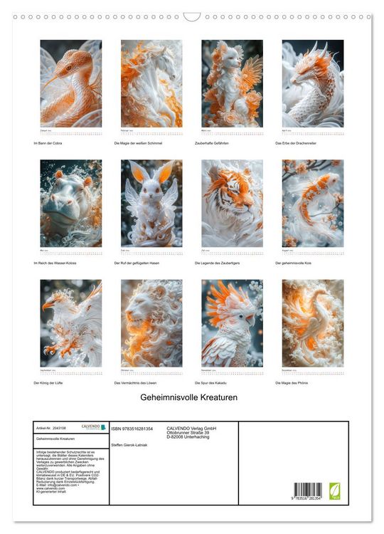 Produktbild: Geheimnisvolle Kreaturen (Wandkalender 2026 DIN A2 hoch), CALVENDO Monatskalender