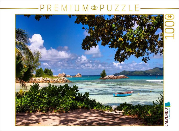 Produktbild: CALVENDO Puzzle Blick von La Digue nach Praslin | 1000 Teile Lege-Gr&ouml;&szlig;e 64x48cm Foto-Puzzle f&uuml;r gl&uuml;ckliche Stunden